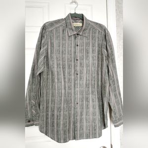 NWOT Tommy Bahama men's shirt button down cotton silk long sleeve Medium gray